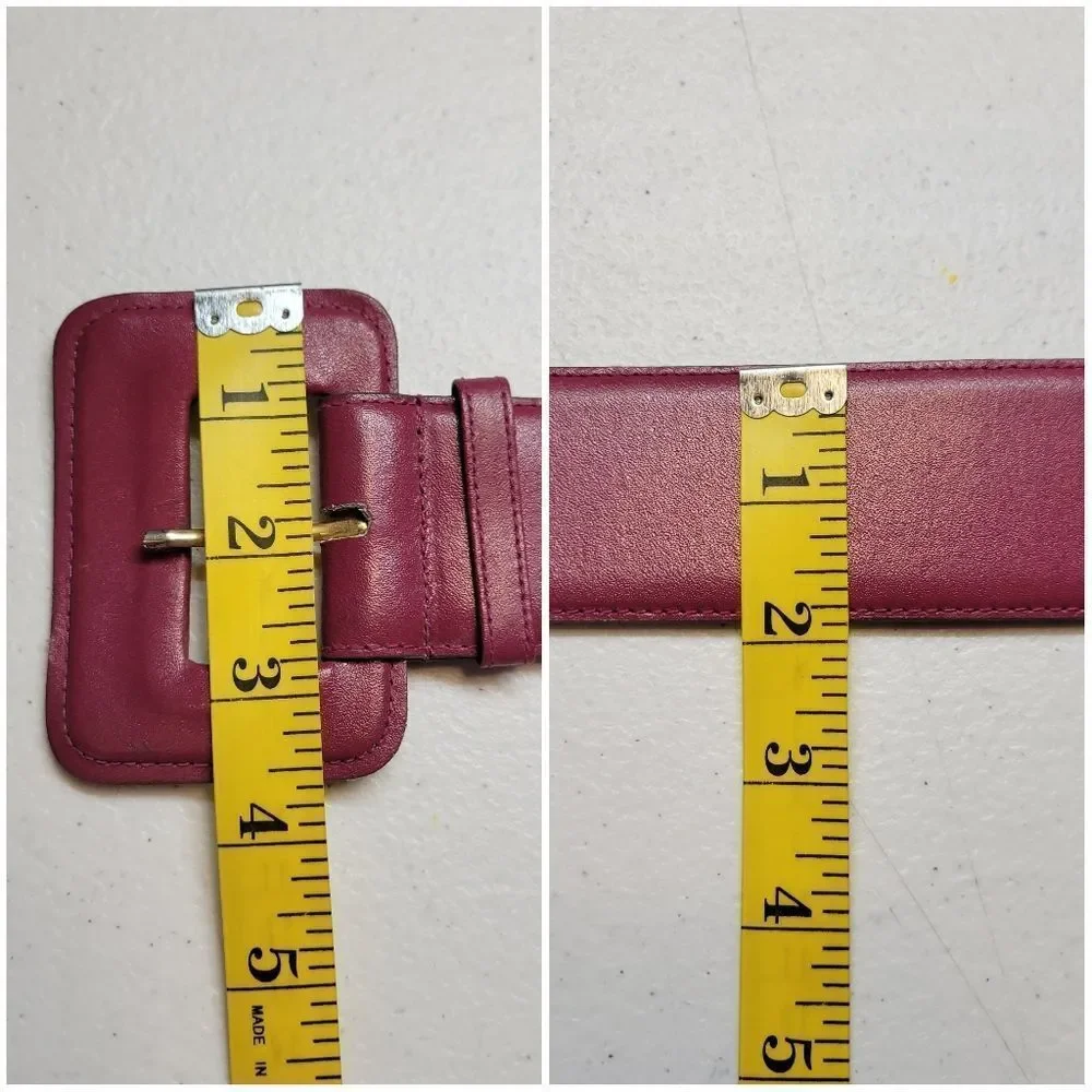 Vintage Wide Oversized Fuchsia Leather Belt for Women